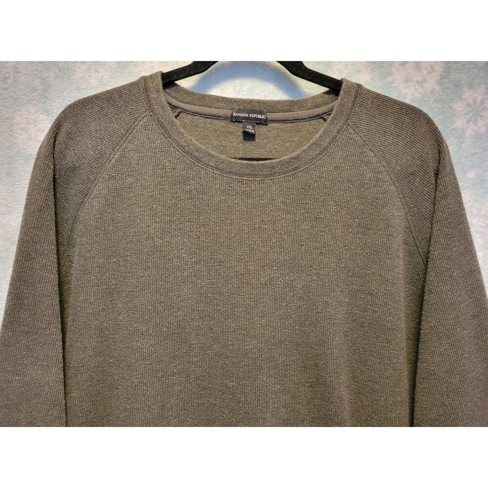 Banana Republic Shirt Mens XXL Dark Gray Thermal Pullover Ribbed Knit Preppy